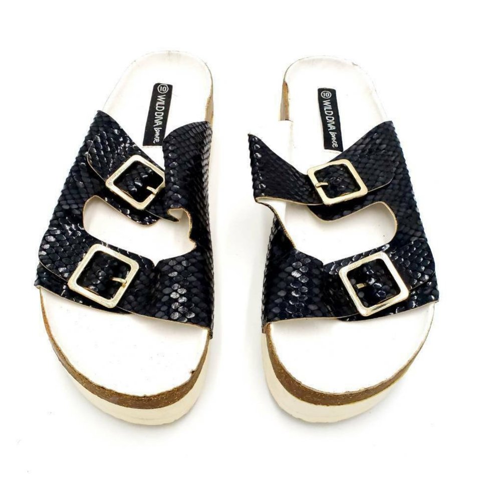 *Wild Diva Lounge Womens Slide Sandals Black 10